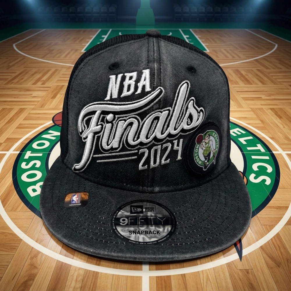 New Era 9FIFTY Boston Celtics 2024 NBA Finals Snapback Trucker Hat Black NWT